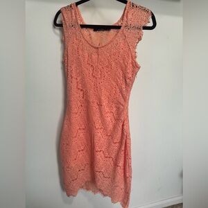 Boutique Peach Crochet Mini Dress